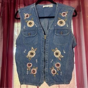 Vintage Y2K Spell Bound Women's Denim Floral Design Scrunch Back Vest Top Medium